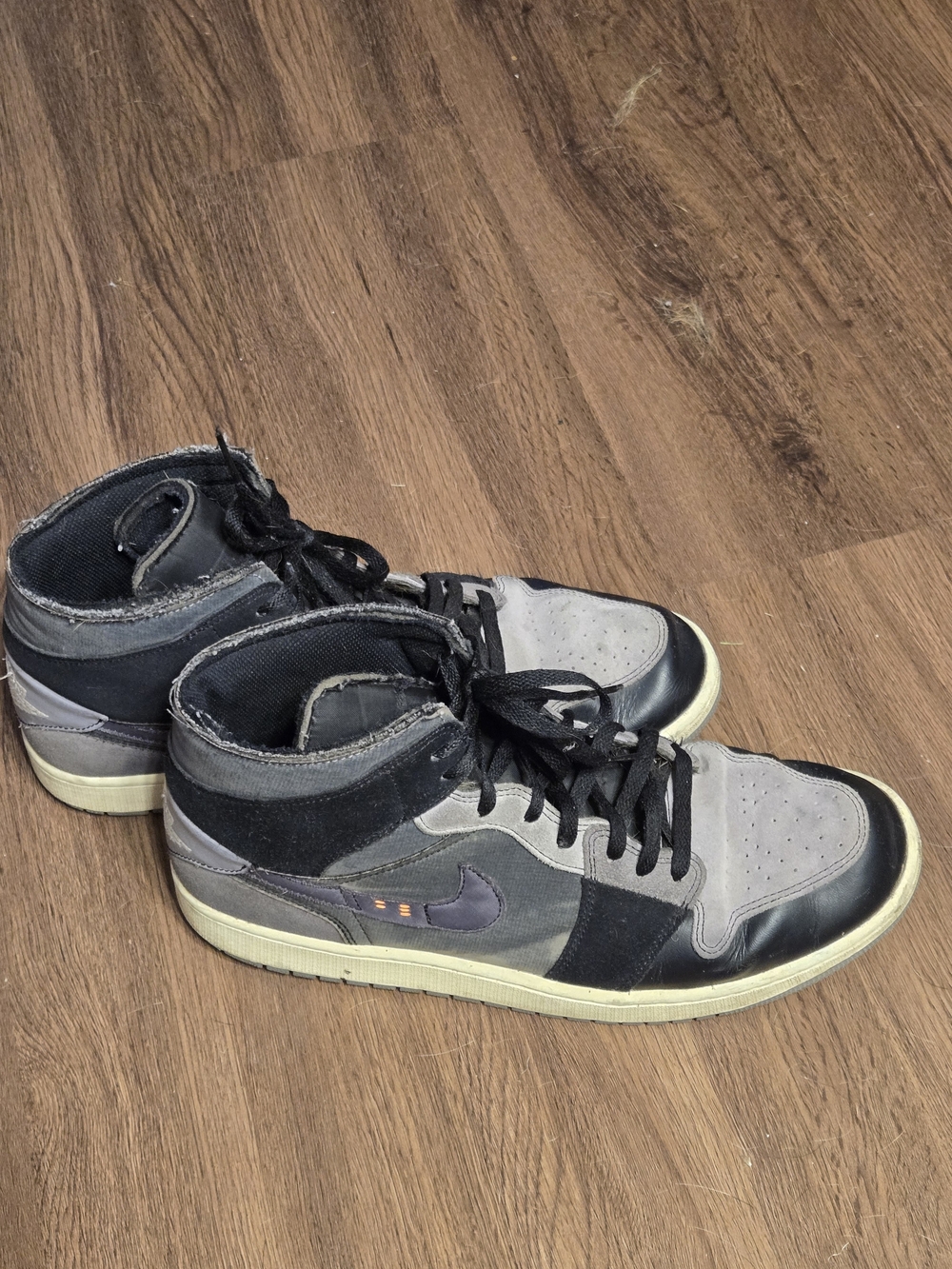 Jordan Men's Gray and Black High-Top Sneakers